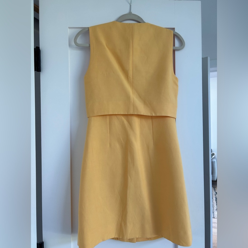 Sandro Butter Yellow Buttoned Mini Dress - Picture 3 of 7